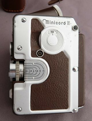 Vintage Goerz Minicord III subminiature 16mm camera,  case,  box,  4 films,  viewer 5
