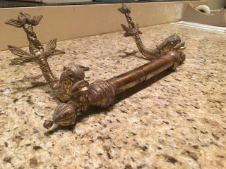 Vintage Solid Brass Chinese Koi Fish Dragon Toilet Paper Holder Wall Mount