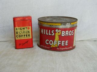 Hills Bros Coffee Can Antique Vintage Primitive No Lid Plus Extra