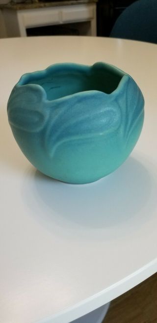 Rare Vintage Blue Aquamarine Van Briggle Pottery Signed Bowl