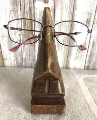 Vintage Hand Carved Nose Shaped Eyeglass Spectacle Holder Stand Store