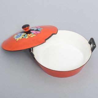 Vtg Hand Painted Noritake Porcelain Covered Dish Bowl Orange w/ Flowers Morimura 2
