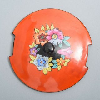 Vtg Hand Painted Noritake Porcelain Covered Dish Bowl Orange w/ Flowers Morimura 3
