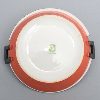 Vtg Hand Painted Noritake Porcelain Covered Dish Bowl Orange w/ Flowers Morimura 4