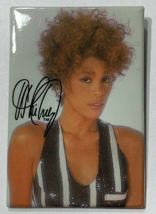 Vintage 1990s Official Whitney Houston Fan Club Rectangular Pin Badge