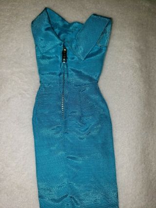 Vintage Barbie 1960s PAK Silk Sheath Dress TURQUOISE Blue NM Fabulous 3
