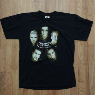 Nsync Vintage 90s Concert T Shirt Adult Sz Large Justin Timberlake Black Cities
