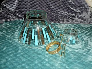 Vintage mid century Chip and Dip Set Turquois/Gold Anchor Hocking estate s1 6