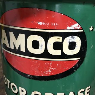 RARE Vintage AMOCO American Oil Co 35 Pound Motor Grease Gas Bucket Can EMPTY 7