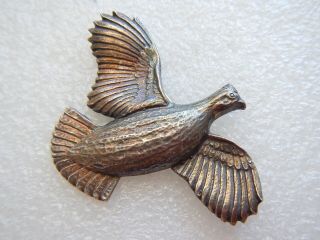 Vintage Sterling Silver Pheasant Quail Bird Pin Brooch