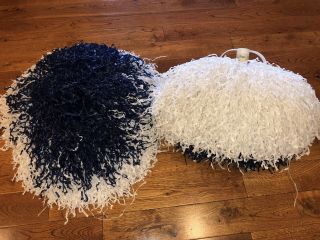 Vintage Cheerleader Supply Co Large Pom Pom With Handles Set White & Blue 2
