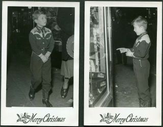 Vintage Photo Postcards Cute Boy In Cowboy Suit & Boots Chistmas Shopping 977019