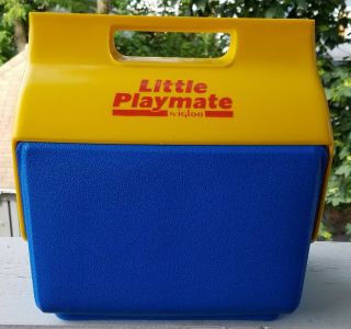 Vintage 80s Little Playmate Cooler By Igloo Hard 6 Pack Lunchbox Blue Yellow Red
