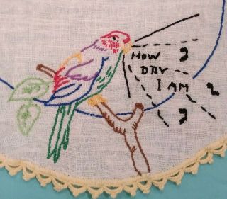 How Dry I Am Cross Stitch Doily Parrot Bar Accessories Coasters Set Vintage