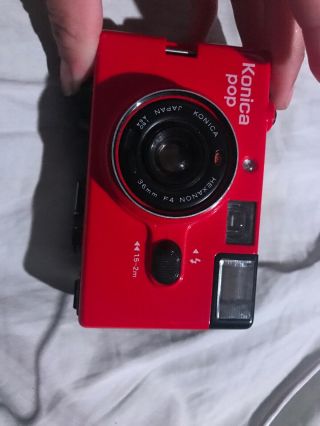 Konica Minolta Camera Pop 36 Mm Rare Red Point & Shoot Vintage Film 1980 