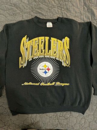 Vintage 1992 Pittsburgh Steelers Crewneck Sweatshirt 90s Size L/xl Black