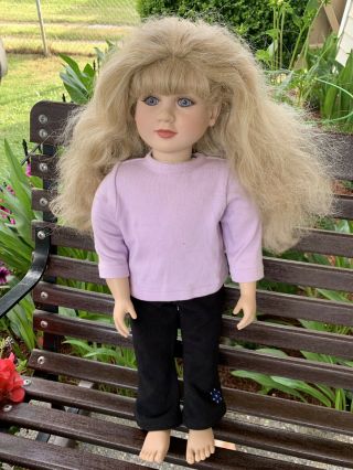 Vintage My Twinn 23 " Doll 1996 Purple Eyes Long Blonde Hair Bangs