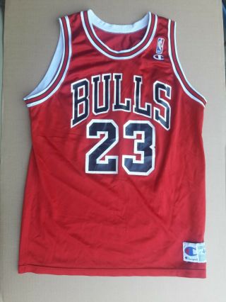 Vintage Michael Jordan 23 Chicago Bulls Champion Jersey Red Men Size 44