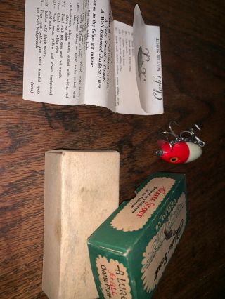 VERY CLARKS WATER SCOUT LURE RED WHITE WITH PAPER.  WORK 5