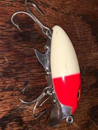 VERY CLARKS WATER SCOUT LURE RED WHITE WITH PAPER.  WORK 7