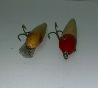 2 Pflueger Wooden Fishing Lures (Surprise,  4in Long & Palomine 3 - 1/2in Long) 3