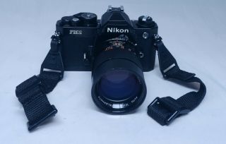 Nikon Fm2 Vintage Slr 35mm Film Camera Vivitar Telephoto 135mm F/2.  8 Lens Japan