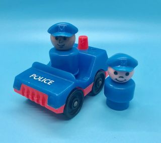 Vintage Fisher Price Little People Police Car And Officers