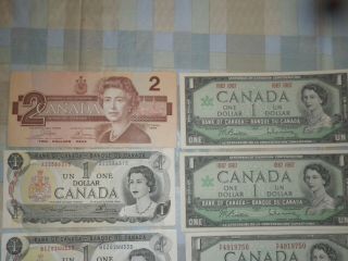CANADIAN CURRENCY VINTAGE NOTES 1 and 2 DOLLAR BILLS 11 NOTES TL 1937 TO 1986 2