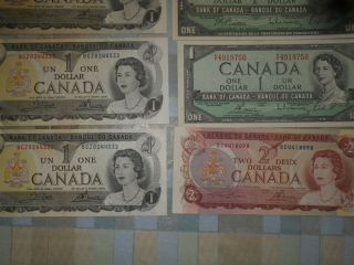 CANADIAN CURRENCY VINTAGE NOTES 1 and 2 DOLLAR BILLS 11 NOTES TL 1937 TO 1986 3