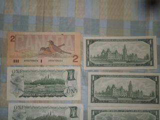 CANADIAN CURRENCY VINTAGE NOTES 1 and 2 DOLLAR BILLS 11 NOTES TL 1937 TO 1986 6