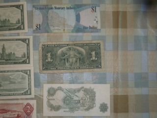 CANADIAN CURRENCY VINTAGE NOTES 1 and 2 DOLLAR BILLS 11 NOTES TL 1937 TO 1986 8