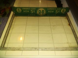 Vintage R B 5 Cent Cigar Box Glass Lid Cover Display Advertising Old