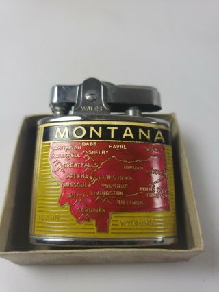 Vintage Wales Montana Lighter Capitol Building Big Sky Smoking State Set Nib Nos