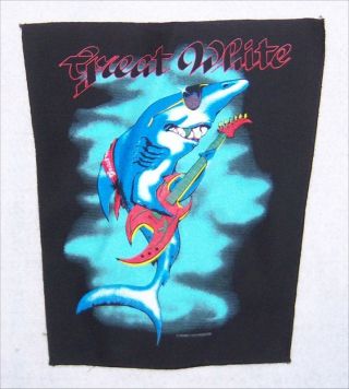 Great White Shark W/ Guitar 1987 Vintage Back Patch Nos
