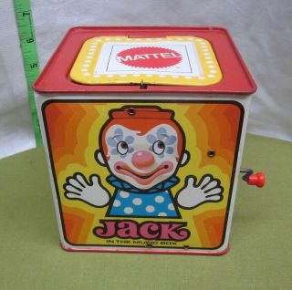 JACK IN THE MUSIC BOX vtg toy Mattel clown 1971 tin OG perfect order 2