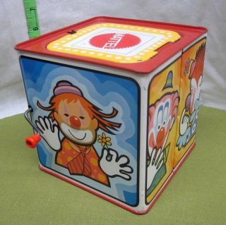 JACK IN THE MUSIC BOX vtg toy Mattel clown 1971 tin OG perfect order 3