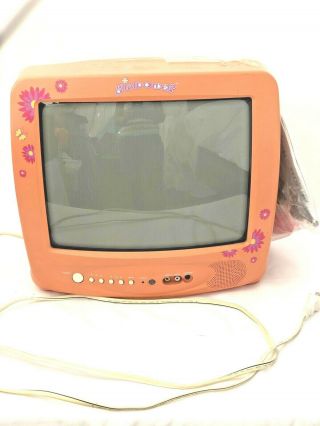 Vintage Emerson Gp328 Girlpowers 13 " Color Tv W/remote Orange/pink