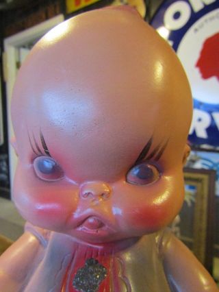 Vintage 13 " Tall Chalkware Bisque Kewpie Doll Carnival Bank Oddities Scary Face