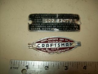 Name & Model Plates Or Badges Vintage 9 " Sears Craftsman Wood Lathe 103.  23070