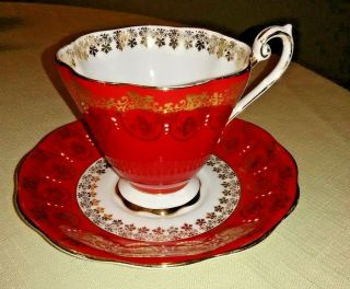 Vintage Royal Standard Fine Bone China Red Tea Cup And Saucer Set No.  2007