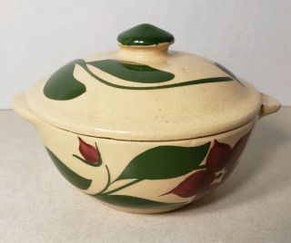 Vintage Watt Pottery Usa Covered Dish Starflower 5 Petals