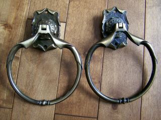 2 Vintage Amerock Carriage House Antique Brass Towel Rings
