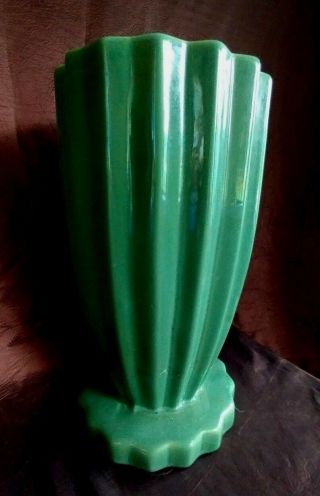Vintage Haeger Tall Dark Green Vase 11 " Big Vase