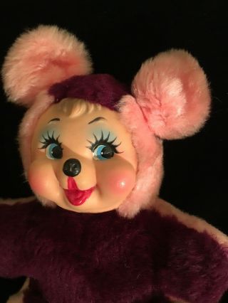 Vintage Rushton Company 1950’s Rubber Face Pink Bear Plush 10 Inch Rare