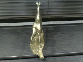 Vintage Brass color Metal Prancing Horse Statue on Base 10 3/4 
