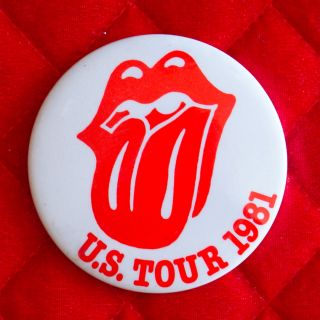 Rolling Stones Us Tour 1981 Button Pin Pinback Badge - 3.  5 Inch True Vintage