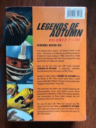 NFL Films: Legends of Autumn Volumes 1 - 3 VINTAGE AND IN PLASTIC s 3098B 4
