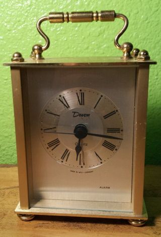Vtg Mid - Century Desk End/side Table Brass/metal Clock (retro,  Modern Home Decor)
