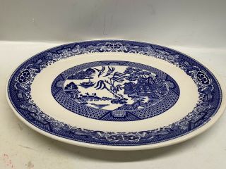Vintage 14” Blue Willow Serving Platter - Blue Willow Patterned Serving Tray