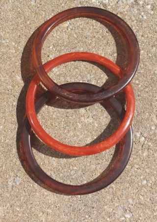 3 Vintage Bakelite Bangle Bracelets One Is A Paprika Spacer And 2 Are Tortoise